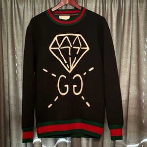 Gucci Black Sweater with Red and Green Trim